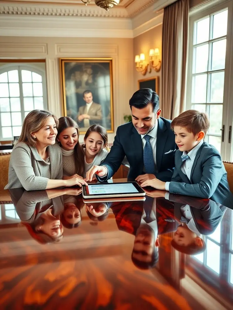 A South African family confidently planning their financial future with a consultant, showcasing the importance of long-term financial security and family wealth.
